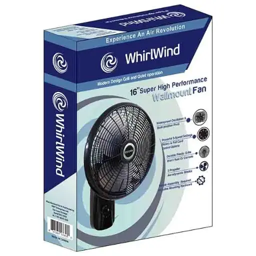 [20017658] WHIRLWIND 16" HIGH PERFORMANCE WALL FAN W/CORD 3 FIN