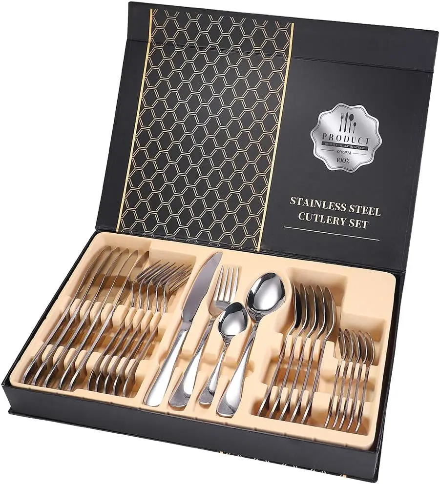 24pc Silver Cutlery Set in Box | anamarketing