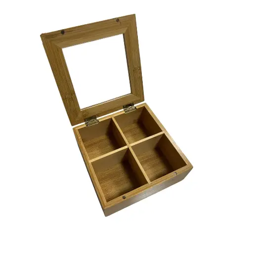 [2200704] Bamboo Tea Box small 4 compartment