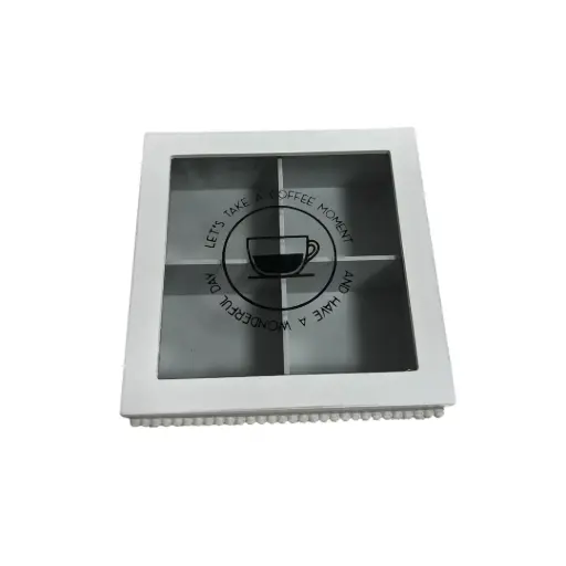 [2400586] Wooden Tea Box 4 compartment grey