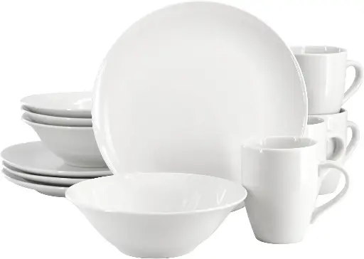 [14257212] Gibson 12pc White Dinnerware Set