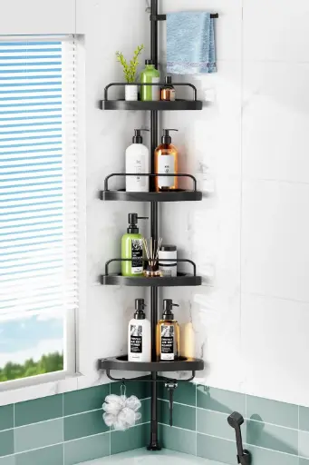 [255050] HEAVY DUTY METAL CORNER SHOWER CADDY 4 TIER