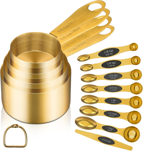 [255088] MEASURING CUP + SPOON GOLD