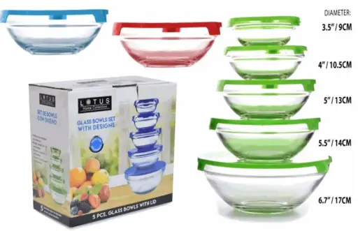 [1641004] 5pc Glass Bowl Set