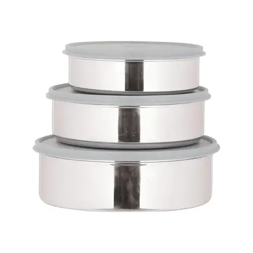 3pc Stainless Steel Round Container