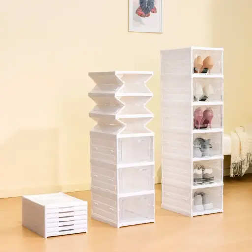 [T6SS] 6 Compartment Transparent Shoe Storage