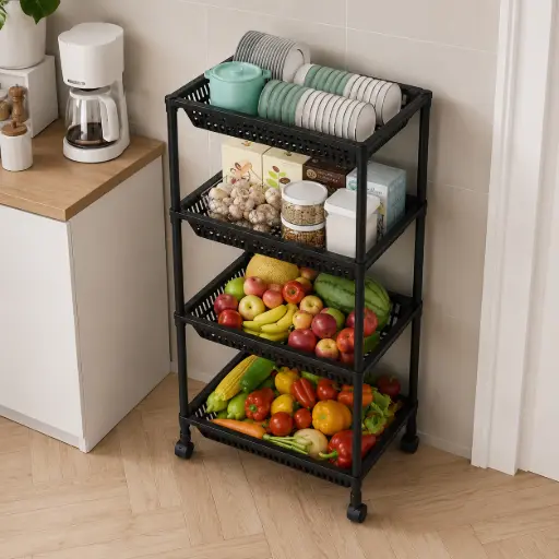 [PLAS-10073-B] 4 Layer Plastic Shelf